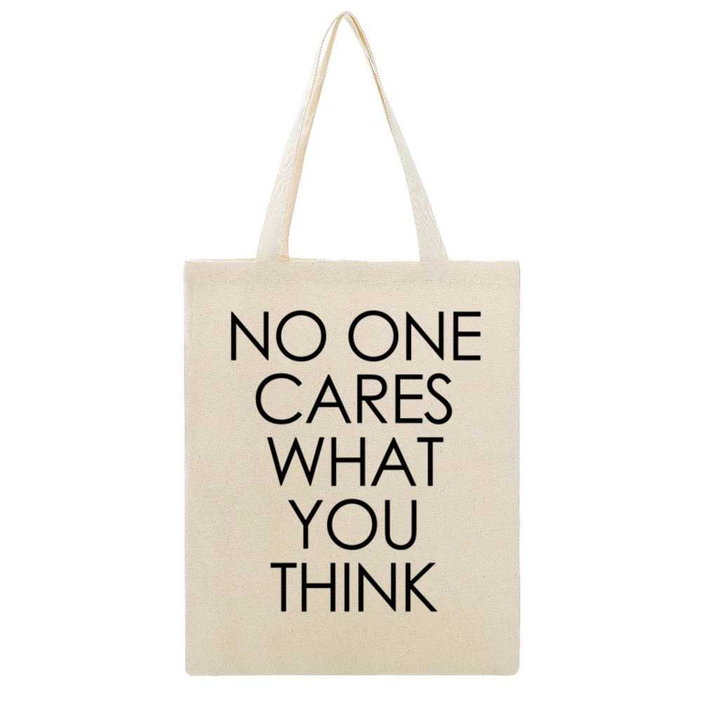 No One Cares What You Think Fun Grunge Beige Canvas Tote Shopping Bag
