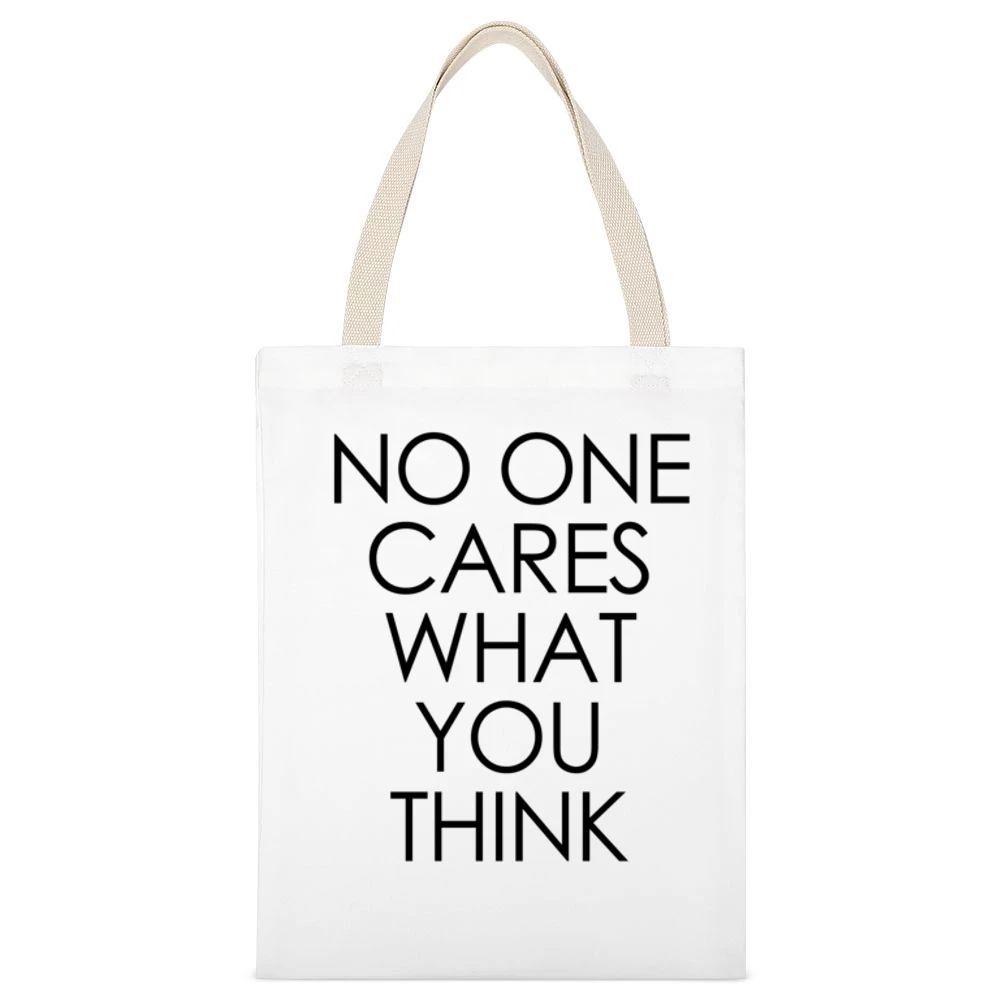 No One Cares What You Think Fun Grunge White Canvas Tote Shopping Bag