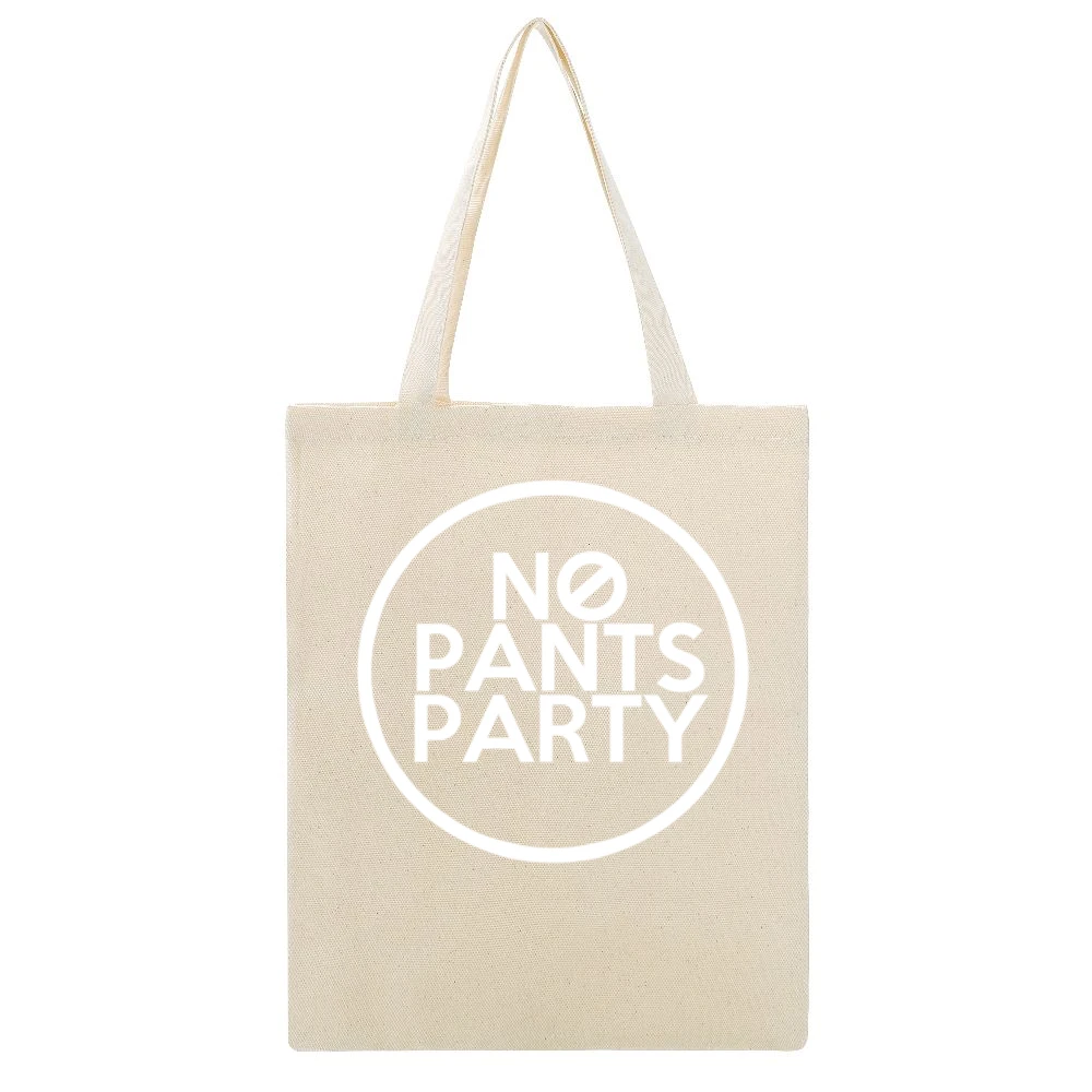 No Pants Party Funny Graphic Beige Canvas Tote Shopping Bag