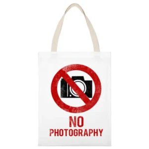 No Photography Fun Celebrity vs Paparazzi Popular Graphic Hollywood T White Canvas Tote Shopping Bag