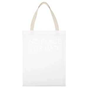 No Place For Hate Political World Love Each Other Graphic White Canvas Tote Shopping Bag