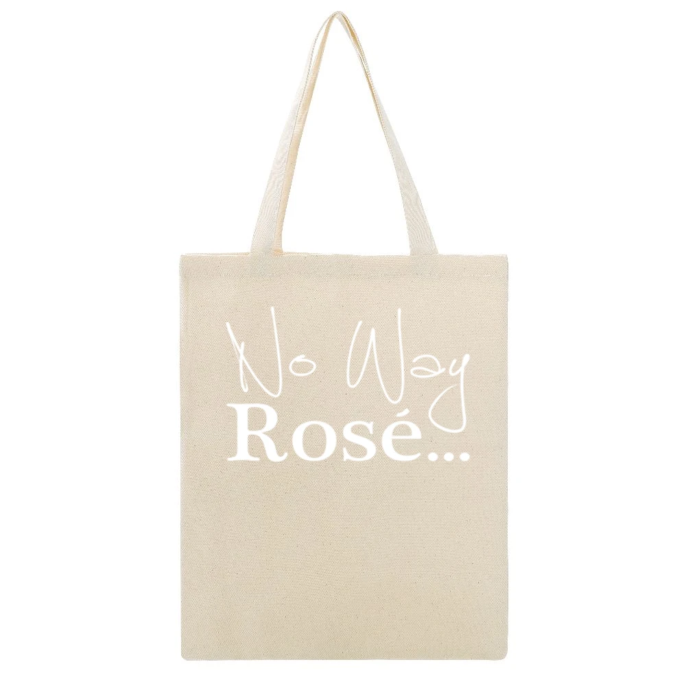 No Way Rose Fun Wine Lover Classy Graphic Party Beige Canvas Tote Shopping Bag