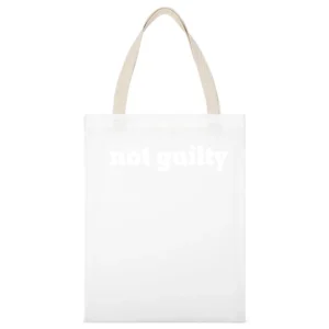 Not Guilty Funny Popular Graphic Tee Shirt White Canvas Tote Shopping Bag