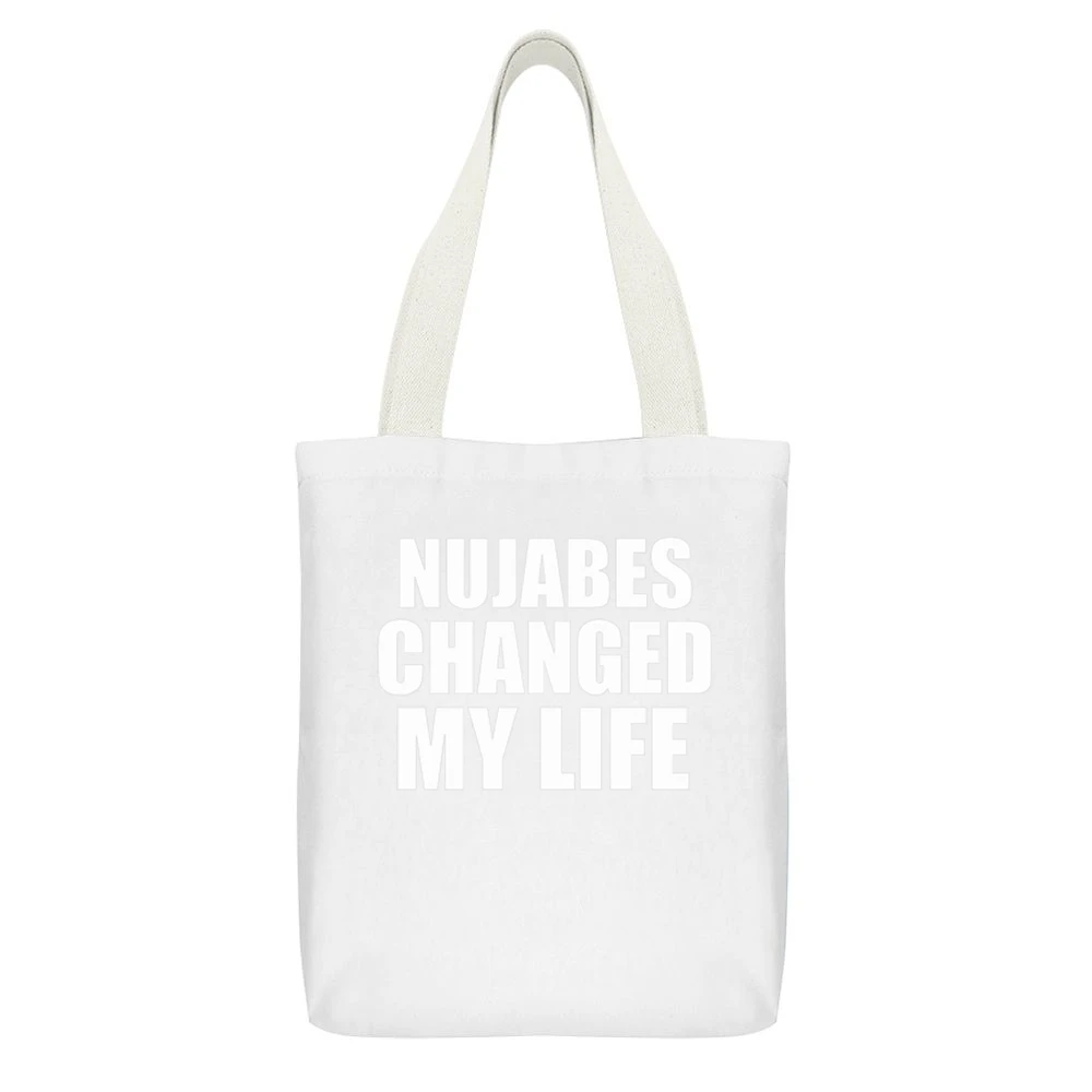 Nujabes Changed My Life Jun Seba Underground DJ Music Graphic White Canvas Tote Shopping Bag With Interior Pocket