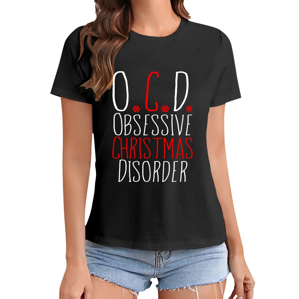 OCD Obsessive Christmas Disorder Fun Holiday Lover Asian Size Women Ladies T-shirt