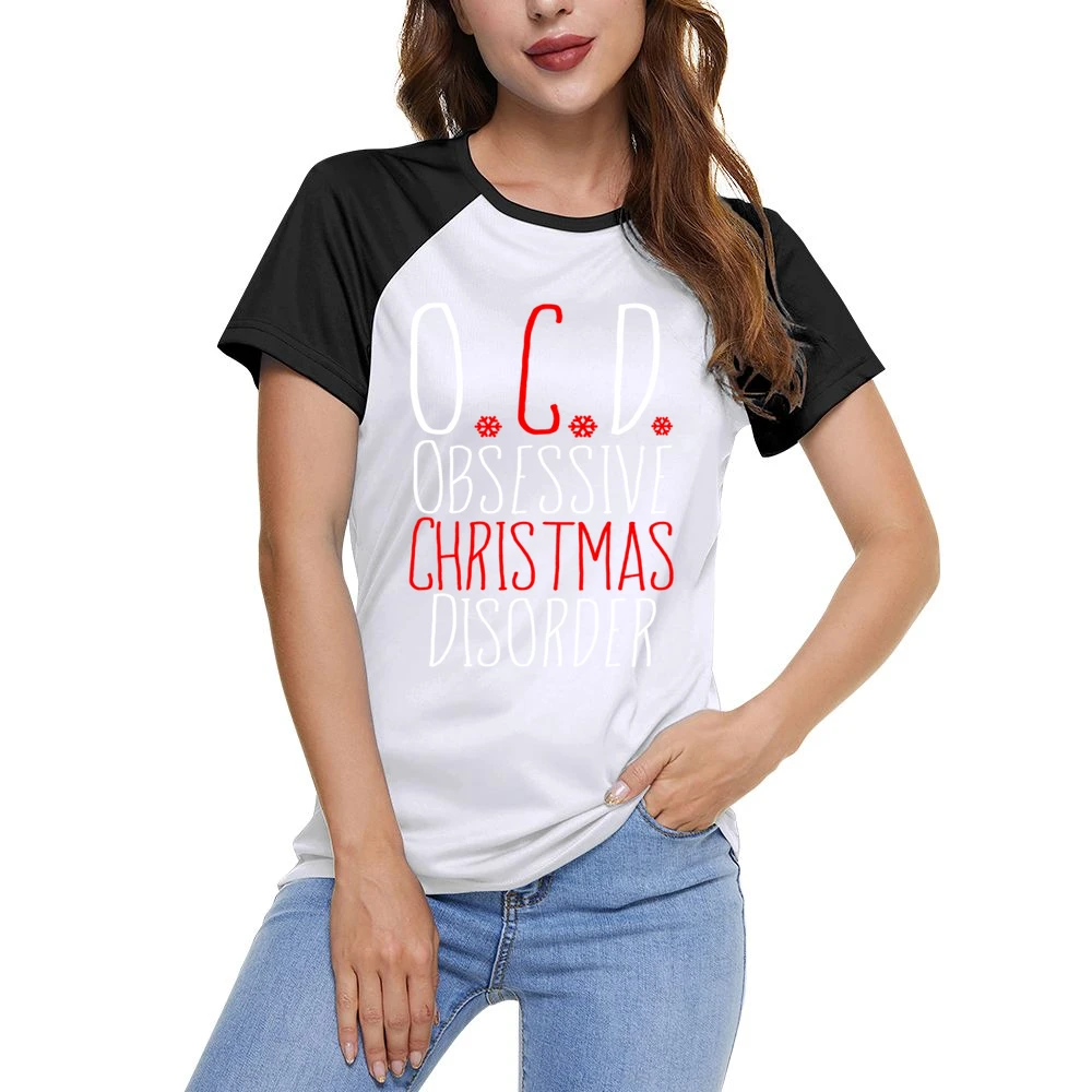 OCD Obsessive Christmas Disorder Fun Holiday Lover Women Ladies Short Sleeve T-Shirt