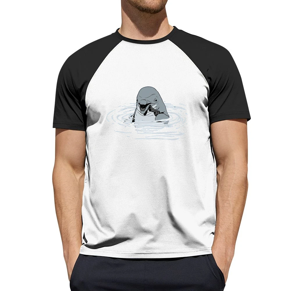 Ocean shark with pistol fun art Men Short Sleeve T-Shirt