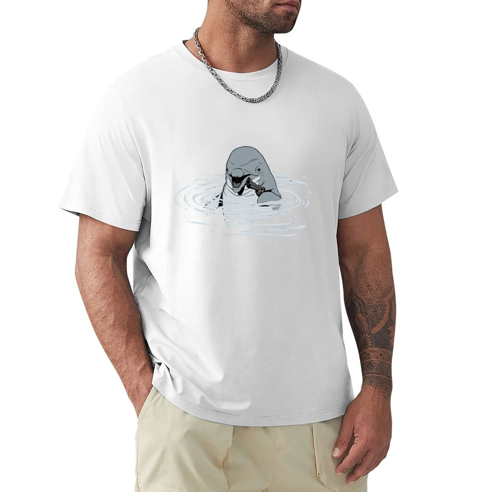 Ocean shark with pistol fun art Premium Men T-shirt