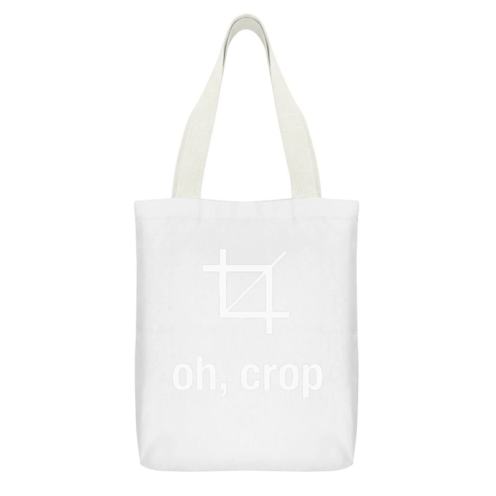 Oh Crop Funny Graphic Designer Artist Photoshop Joke White Canvas Tote Shopping Bag With Interior Pocket