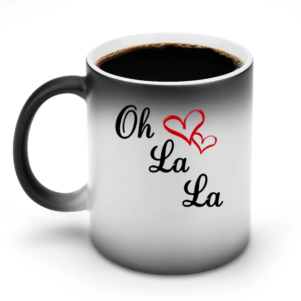 Oh La La Cute Fun Hearts Graphic Tee Shirt Discoloration Mug