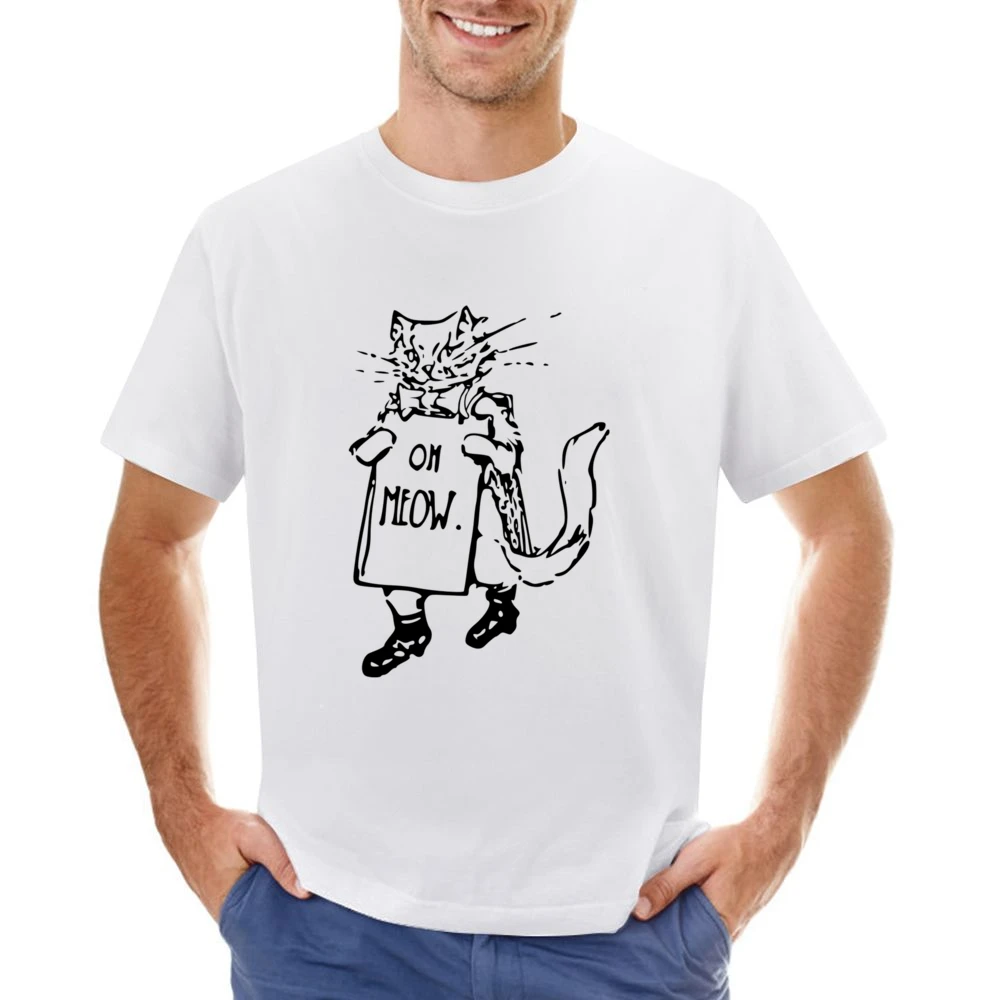Oh Meow Fun Graphic Popular Kitty Cat Tee Shirt Asian Size Men T-Shirt