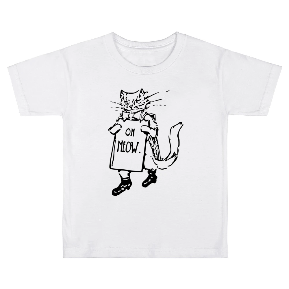 Oh Meow Fun Graphic Popular Kitty Cat Tee Shirt Kids Boys Girls T-Shirt