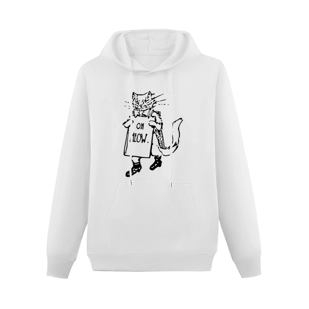 Oh Meow Fun Graphic Popular Kitty Cat Tee Shirt Men Hoodie With Pocket