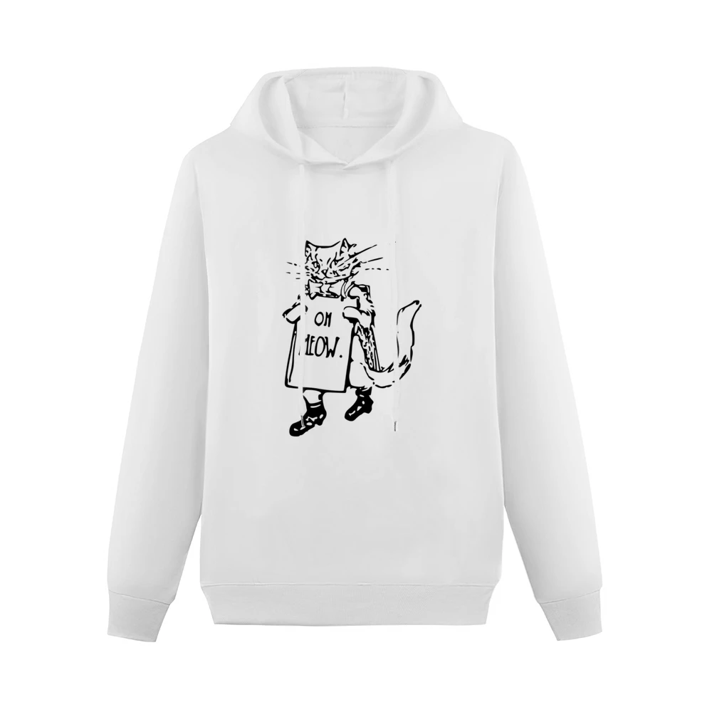 Oh Meow Fun Graphic Popular Kitty Cat Tee Shirt Men Hoodie Without Pocket