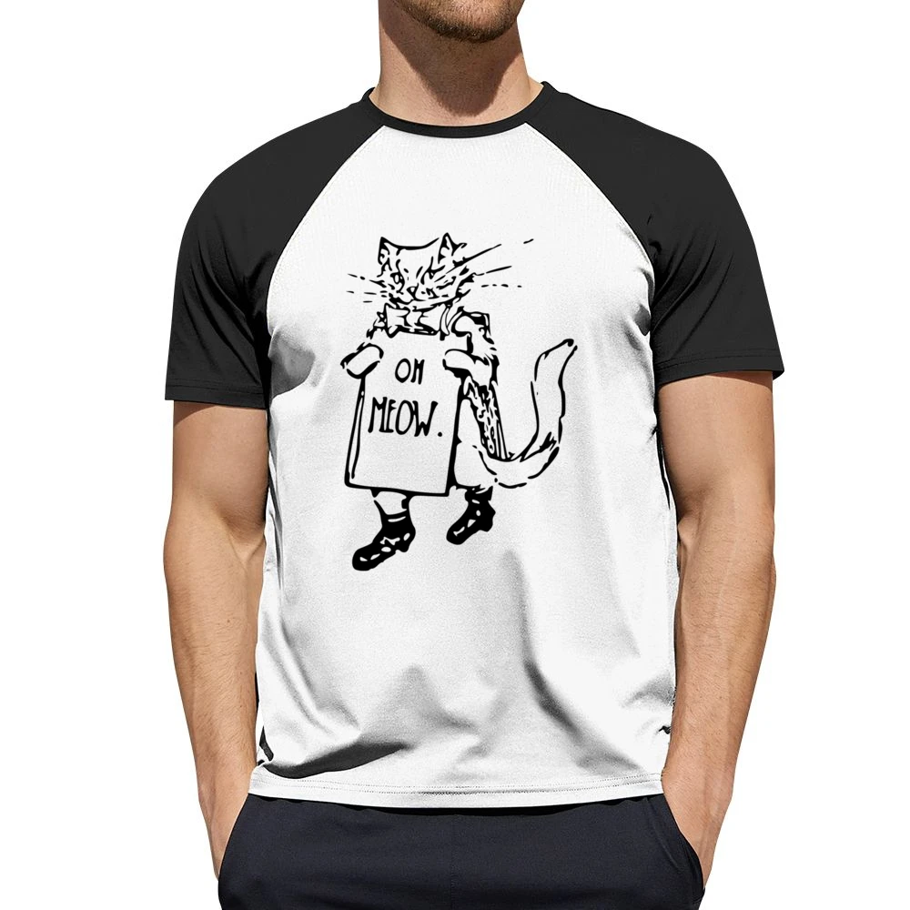 Oh Meow Fun Graphic Popular Kitty Cat Tee Shirt Men Short Sleeve T-Shirt