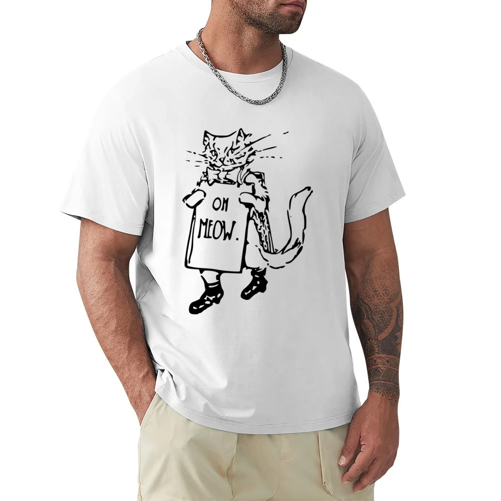 Oh Meow Fun Graphic Popular Kitty Cat Tee Shirt Premium Men T-shirt
