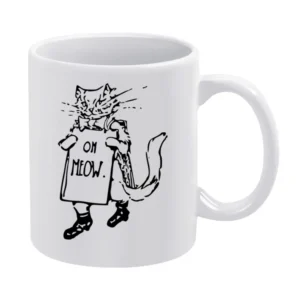 Oh Meow Fun Graphic Popular Kitty Cat Tee Shirt White Mug