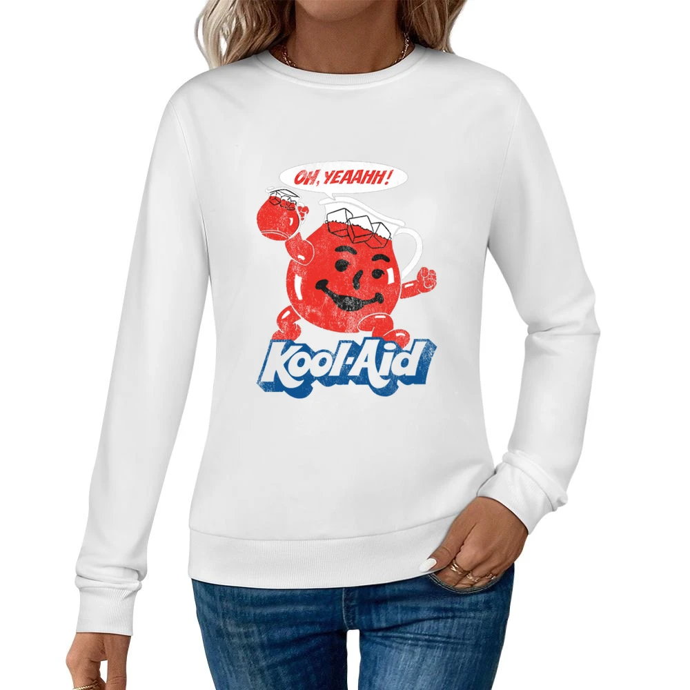 Oh Yeahhh Kool Aid Funny Juice Man Vintage Distressed Style Graphic T Women Pullover Sweatshirt