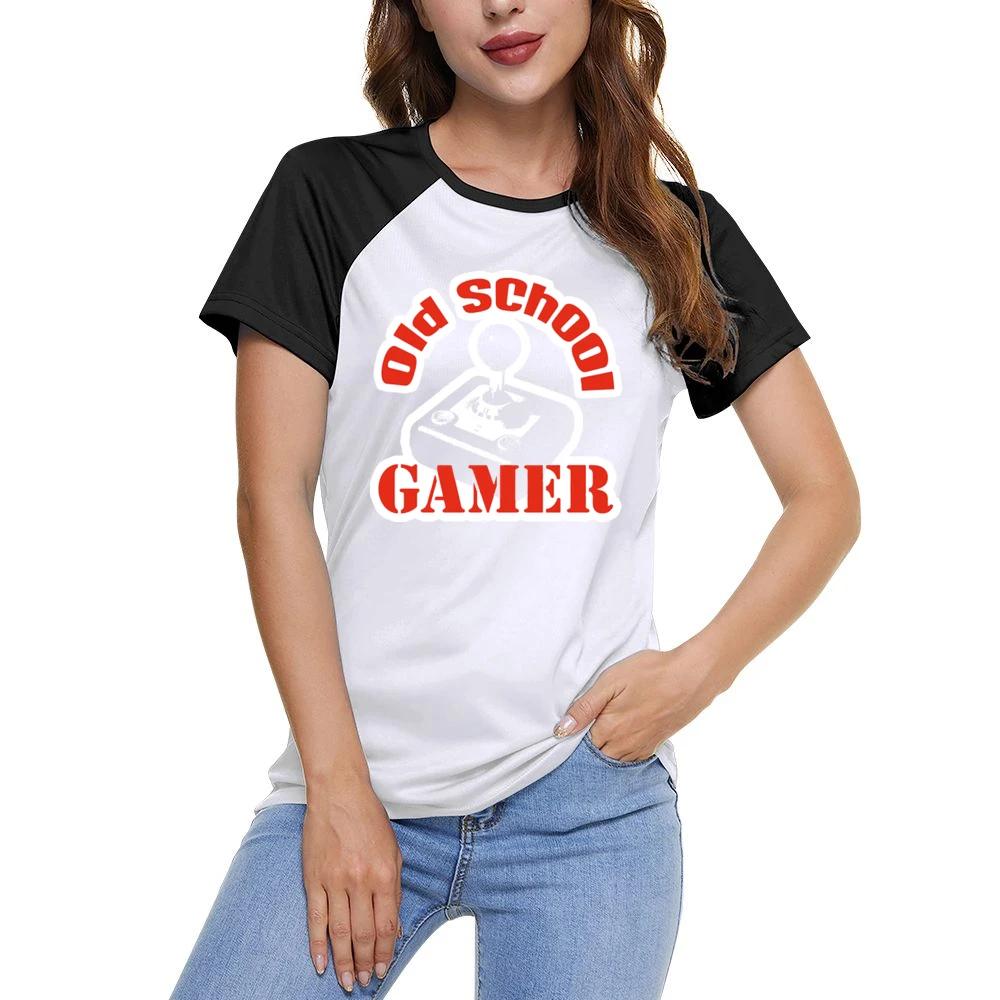 Old School Gamer Cool Retro Women Ladies Short Sleeve T-Shirt