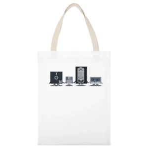 Old computer video data floppy - never forget us - white text White Canvas Tote Shopping Bag