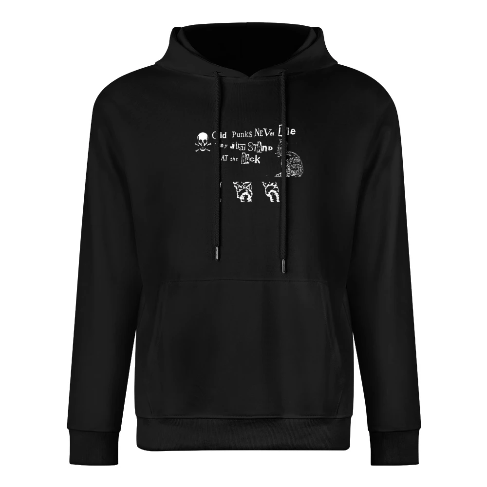 Old punk never die they just stand on the back European Size Men Hoodie