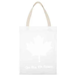 On The Eh Team Fun Canadian Graphic Canada Day Distressed White Canvas Tote Shopping Bag