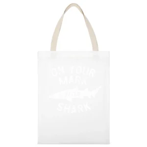 On Your Mark Tiger Shark Fun Viral Barron Trump Popular Graphic T Shir White Canvas Tote Shopping Bag