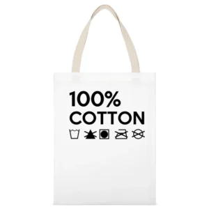 One Hundred Percent Washing Care Instructions Funny Cool Icons Graphic White Canvas Tote Shopping Bag