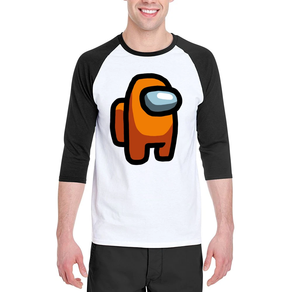 Orange Suspect Fun Video Game Fan Men 3/4 Sleeve T-Shirt