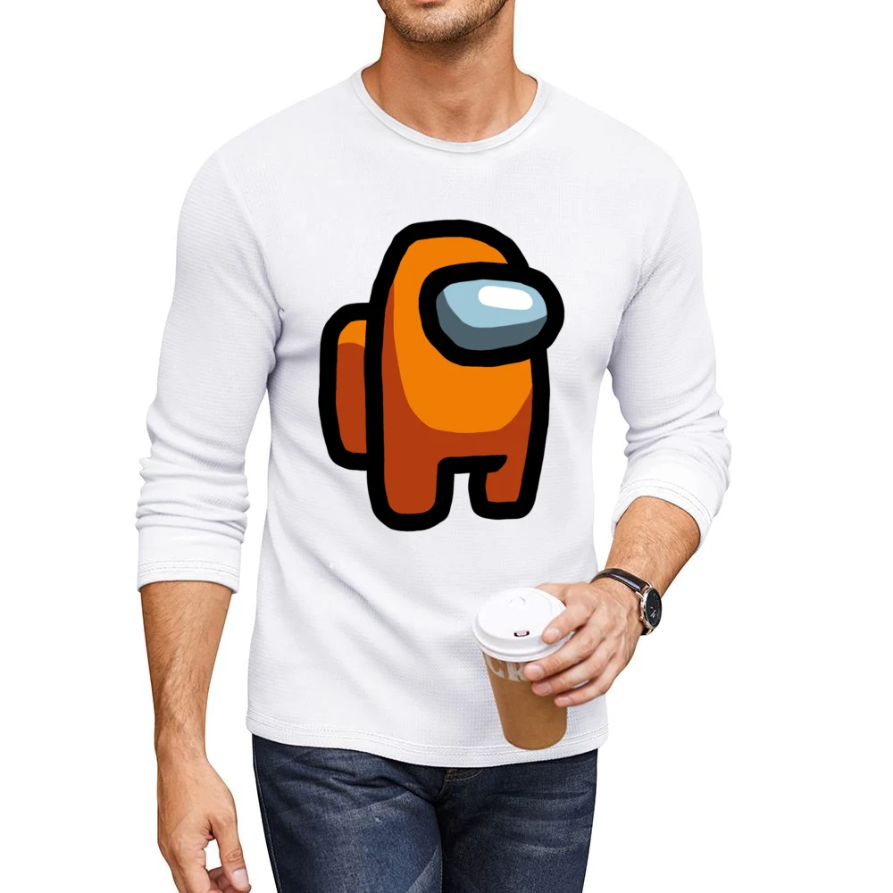 Orange Suspect Fun Video Game Fan Men CrewNeck Long Sleeve T-Shirt