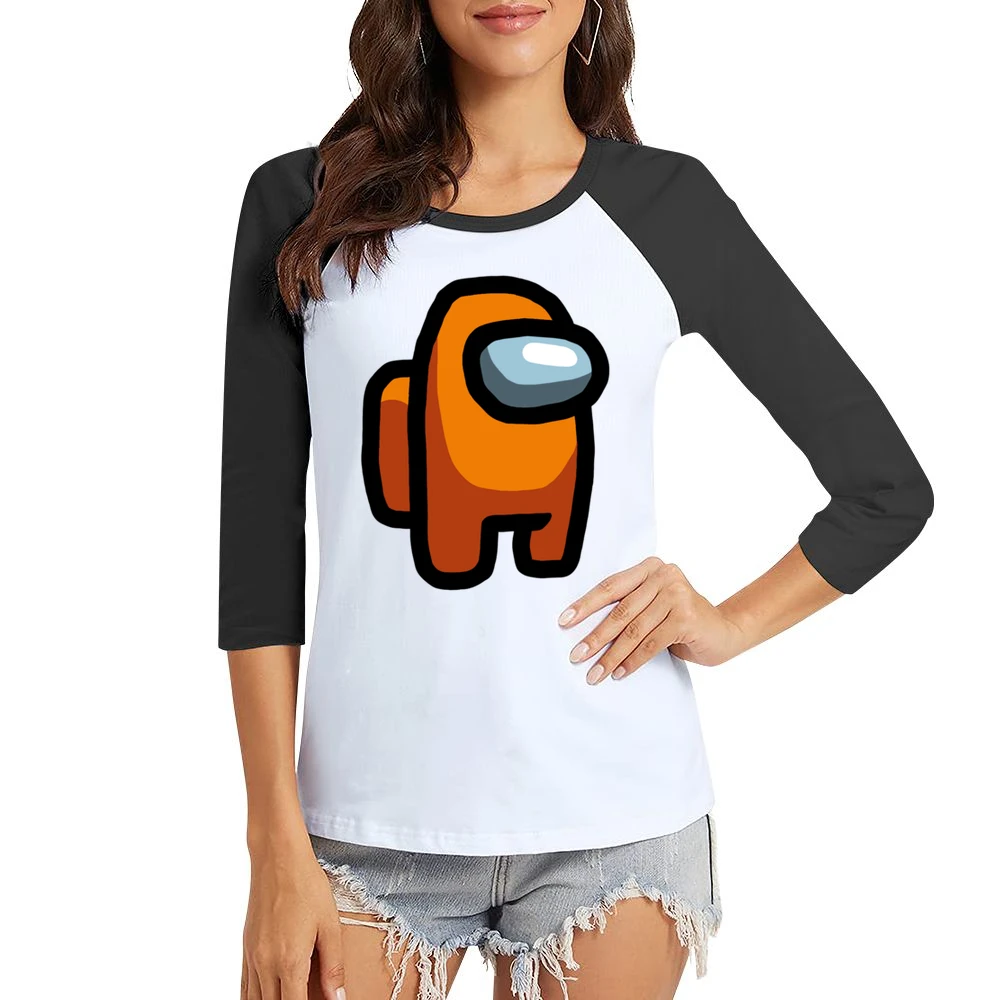 Orange Suspect Fun Video Game Fan Women Ladies 3-4 Sleeve T-Shirt