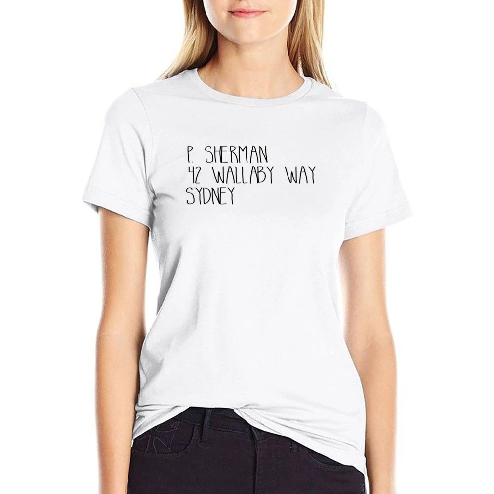 P Sherman 42 Wallaby Way Sydney Fun Finding Nemo Movie Quote Tee Shirt US Size Women Ladies T-shirt