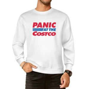 Panic At The Costco Funny Coronavirus Parody White European Size Pullover Sweater