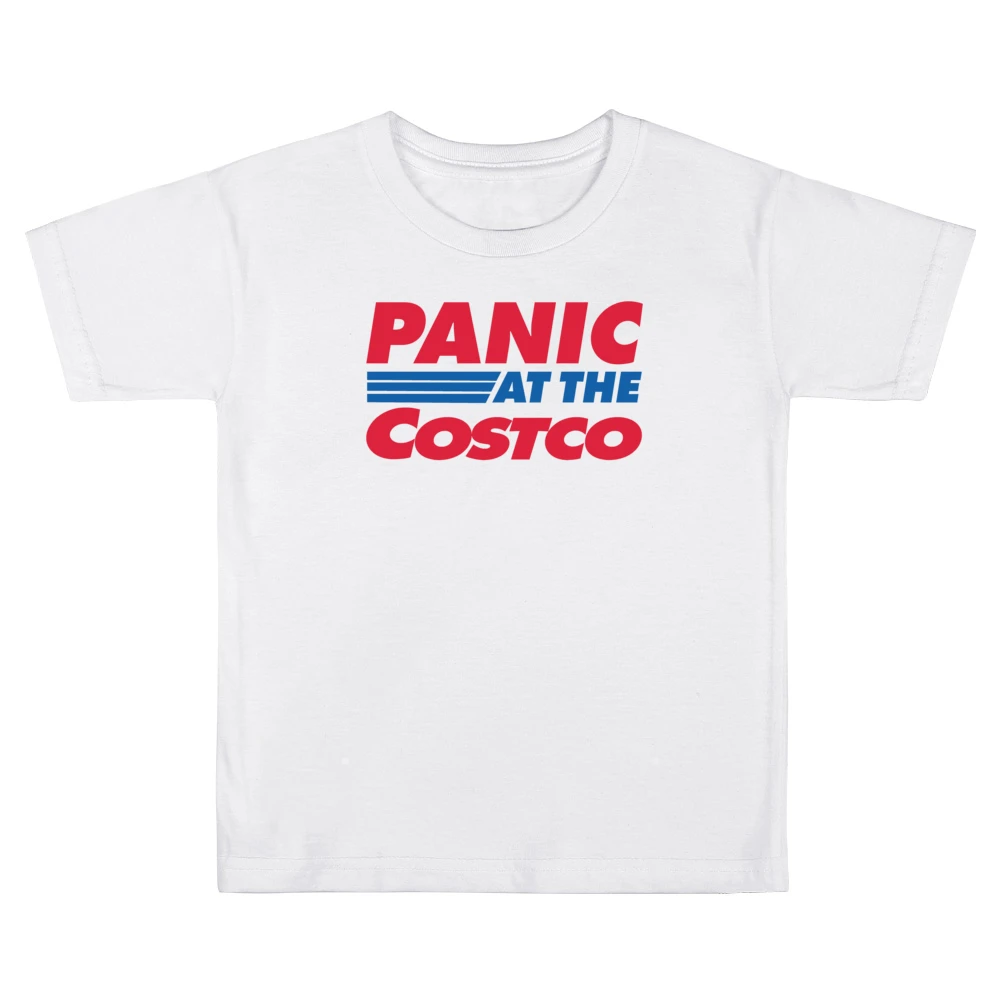 Panic At The Costco Funny Coronavirus Parody White Kids Boys Girls T-Shirt