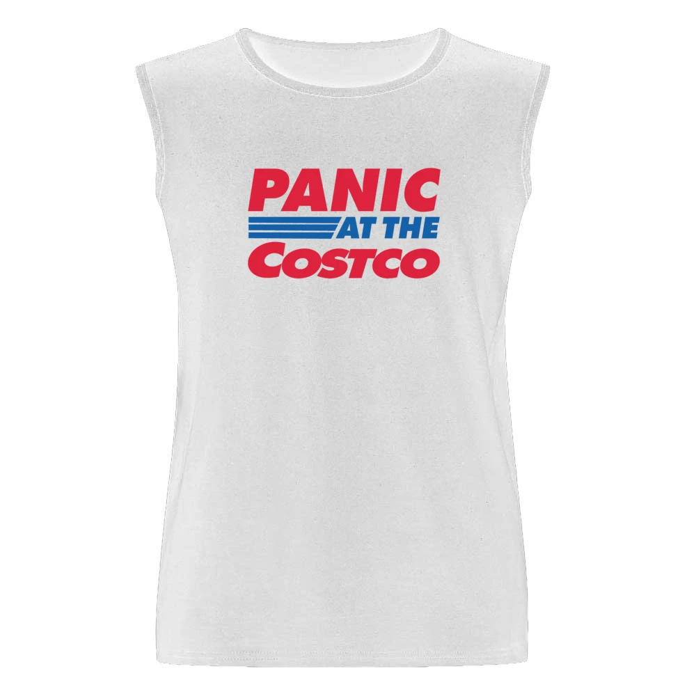 Panic At The Costco Funny Coronavirus Parody White Men Sleeveless T-Shirt
