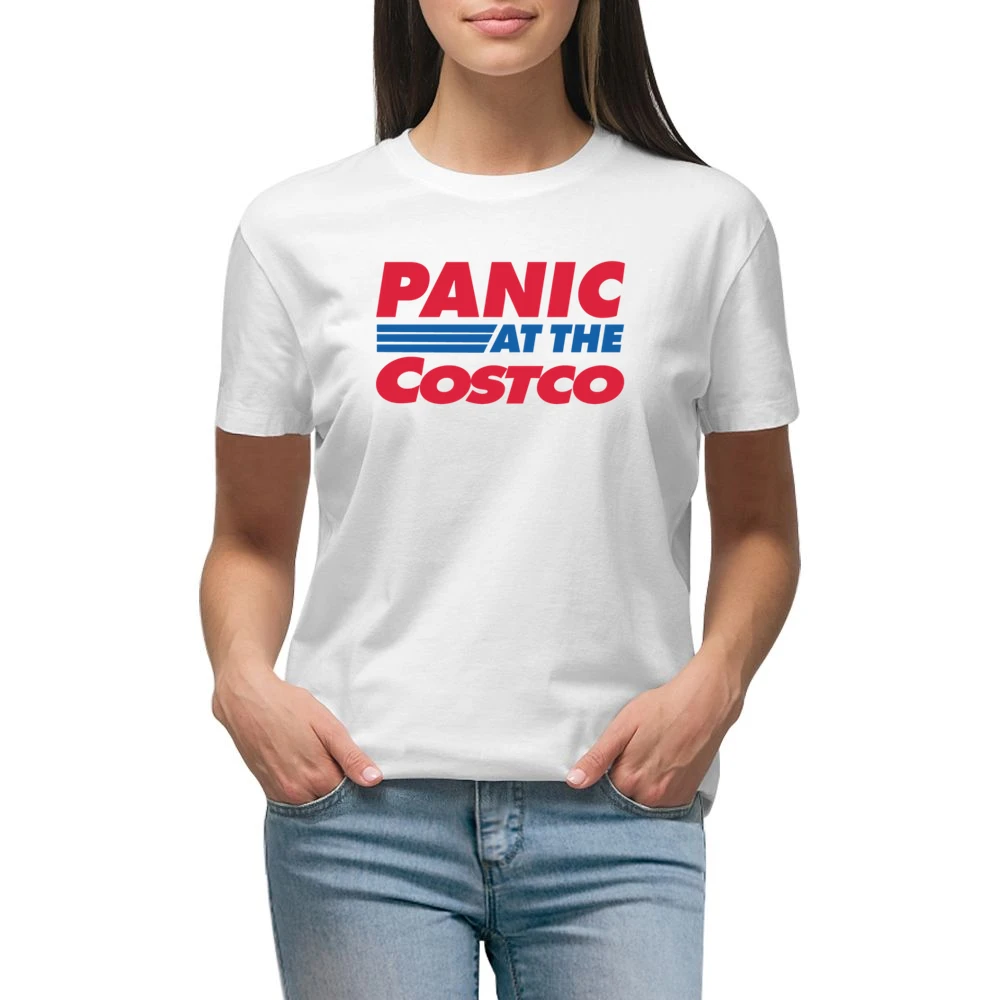 Panic At The Costco Funny Coronavirus Parody White Premium Women Ladies T-shirt