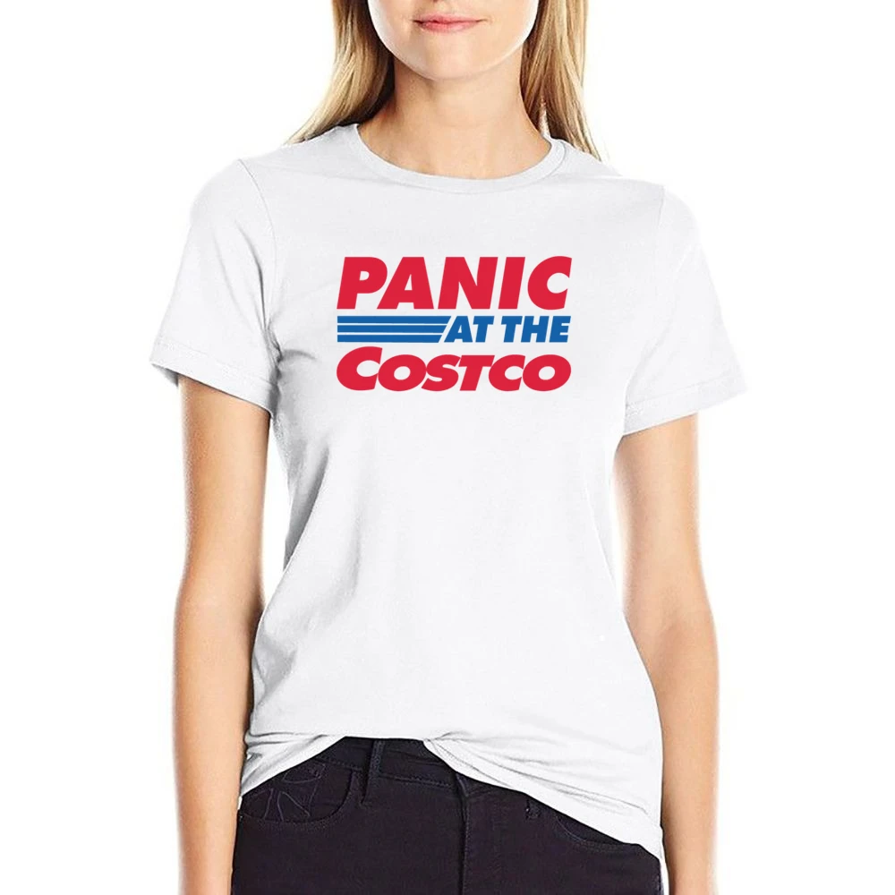 Panic At The Costco Funny Coronavirus Parody White US Size Women Ladies T-shirt