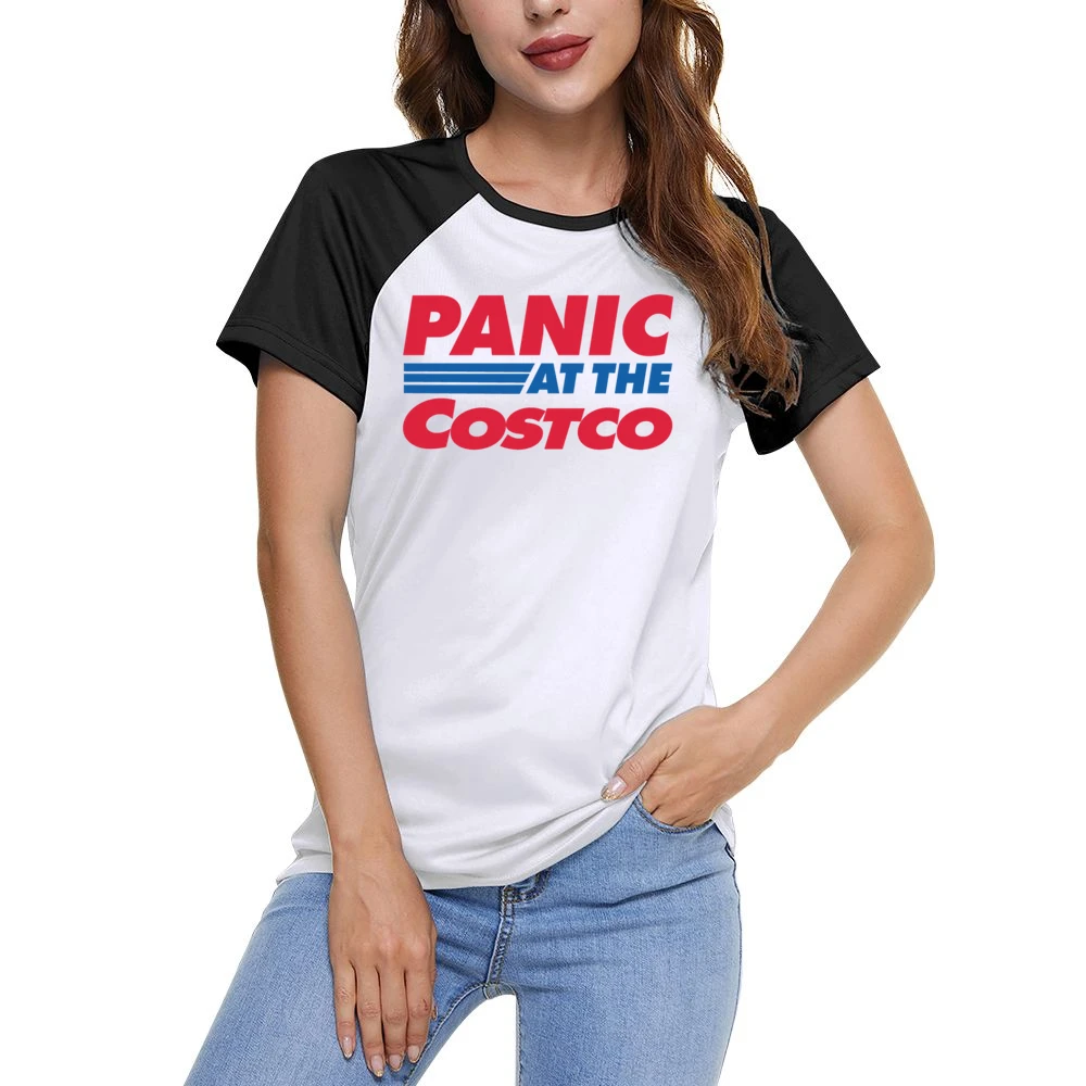 Panic At The Costco Funny Coronavirus Parody White Women Ladies Short Sleeve T-Shirt