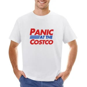 Panic At The Costco Funny Pandemic Covid Stock Up Graphic Crew Crewnec Asian Size Men T-Shirt