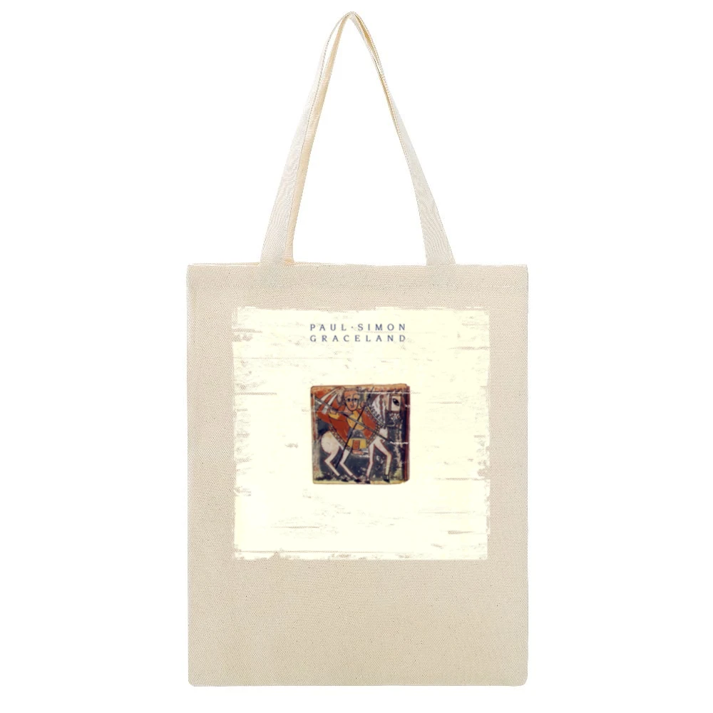 Paul Simon Graceland Album Cover Distressed Image Beige Canvas Tote Shopping Bag