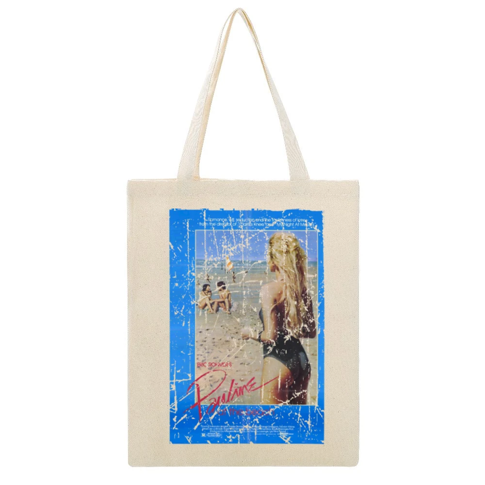 Pauline At The Beach Movie Poster Retro Aged Look Beige Canvas Tote Shopping Bag