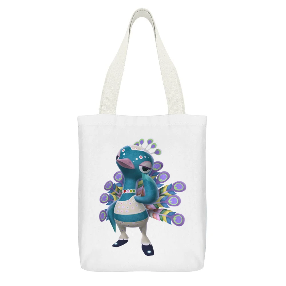 Pave From Animal Crossing Nintendo Character Video Game White Canvas Tote Shopping Bag With Interior Pocket