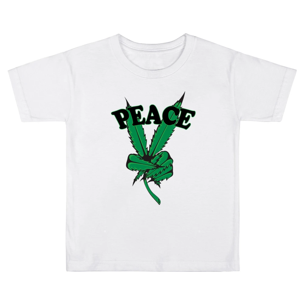 Peace Cannabis Leaf Fun Graphic Tee Shirt Kids Boys Girls T-Shirt