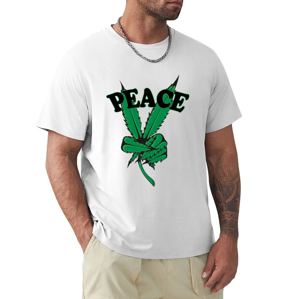 Peace Cannabis Leaf Fun Graphic Tee Shirt Premium Men T-shirt