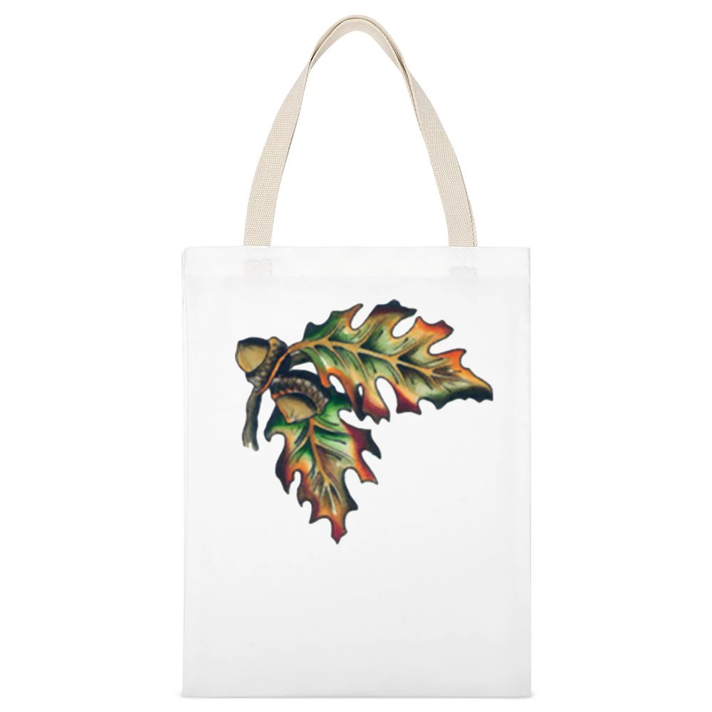 Peanut and leave White Canvas Tote Shopping Bag