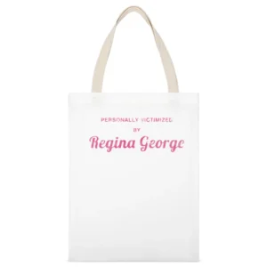 Personally Victimized By Regina George Distressed Tee Shirt White Canvas Tote Shopping Bag
