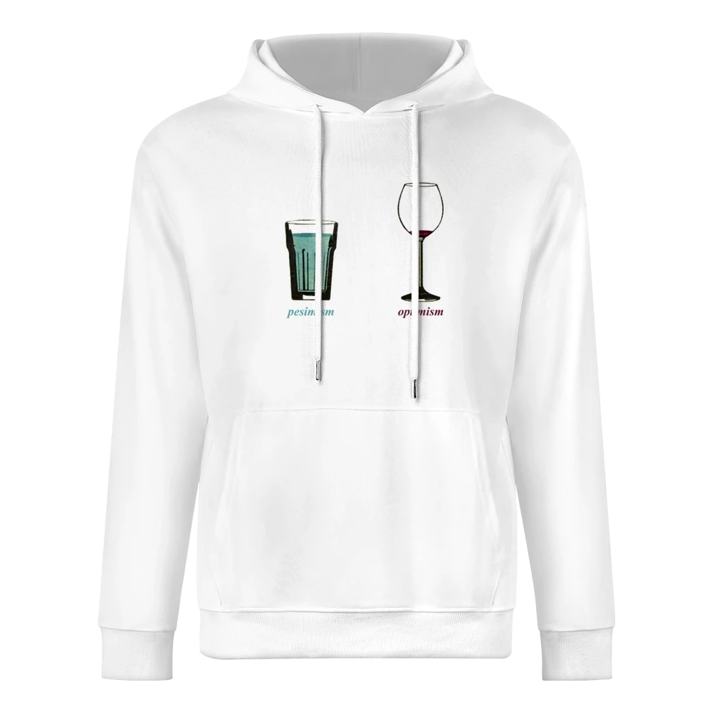 Pesimism versus optimism glass of beer and whine funny European Size Men Hoodie