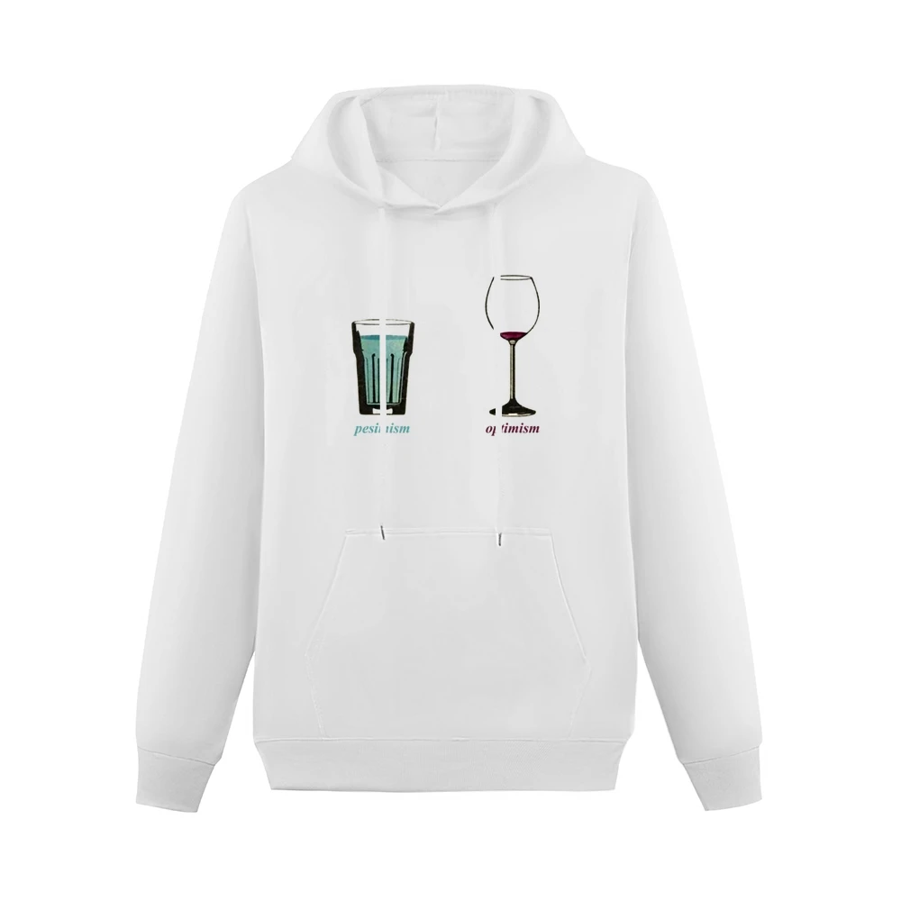Pesimism versus optimism glass of beer and whine funny Men Hoodie With Pocket