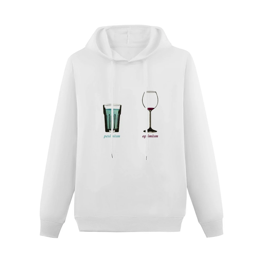 Pesimism versus optimism glass of beer and whine funny Men Hoodie Without Pocket
