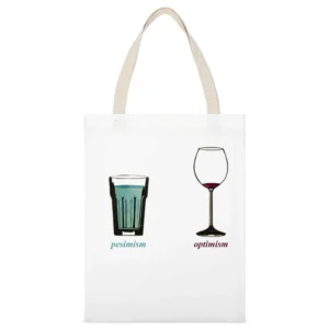 Pesimism versus optimism glass of beer and whine funny White Canvas Tote Shopping Bag